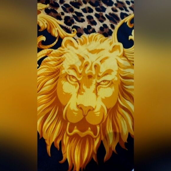 Escada Animal Print Cheetah Lion Vintage Silk Scarf Foulard - Picture 9 of 16